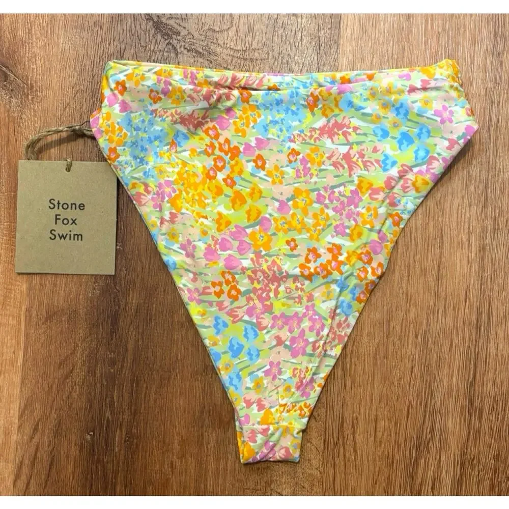 NWT Stone Fox Swim Sumatra Bikini Bottom In Flower Fields Size XS - Picture 7 of 7